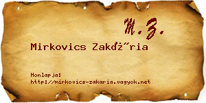 Mirkovics Zakária névjegykártya